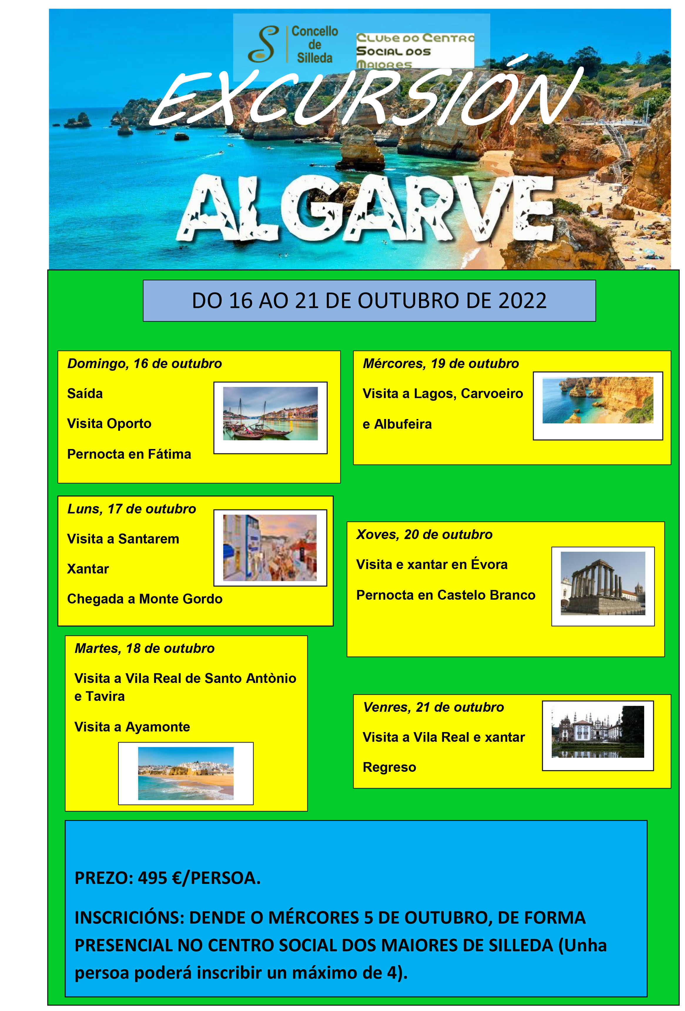 Voltan as excursións de Silleda Activa, cunha viaxe ao Algarve do 16 ao 21 deste mes  