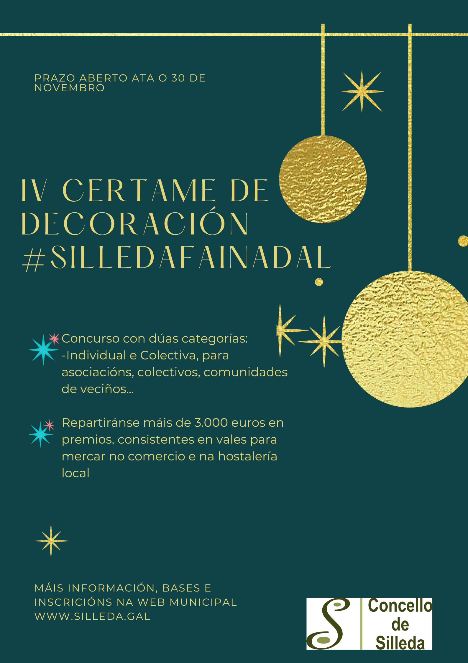 O Concello de Silleda volve convocar o certame #SilledaFaiNadal, con máis 3.000 euros en premios para gastar no comercio e hostalería do municipio