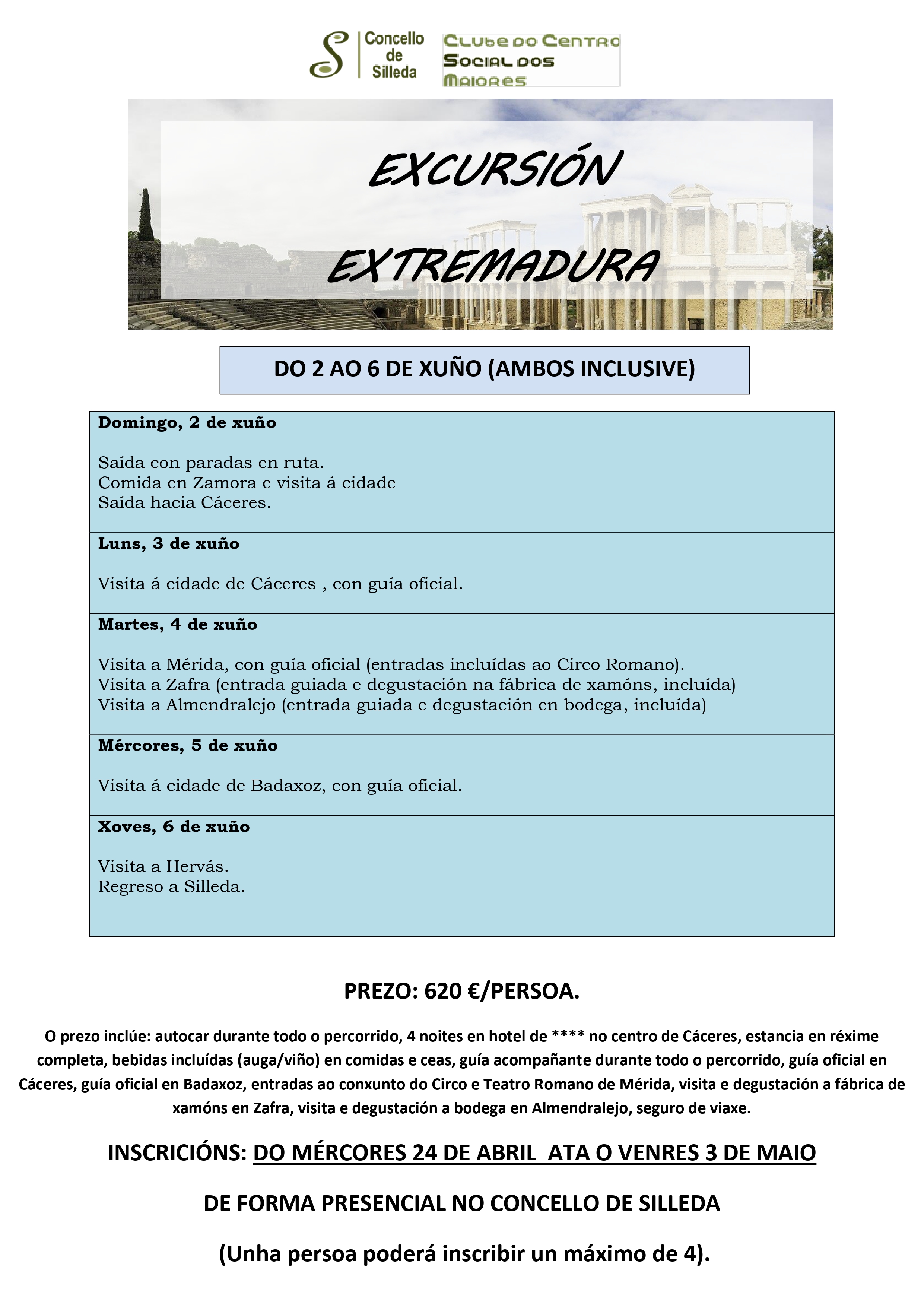 O programa Silleda Activa programa unha excursión a Extremadura a principios de xuño