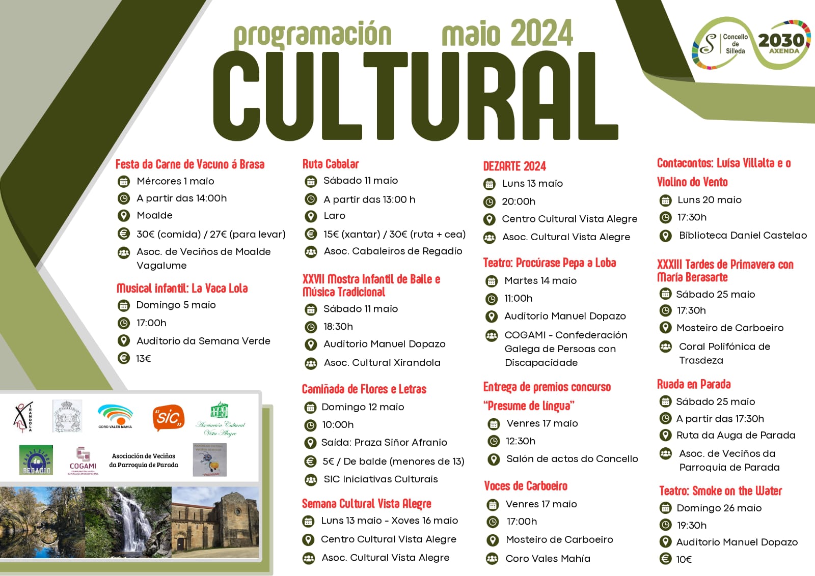 Teatro, concertos, baile e música tradicional centran a programación cultural de maio en Silleda