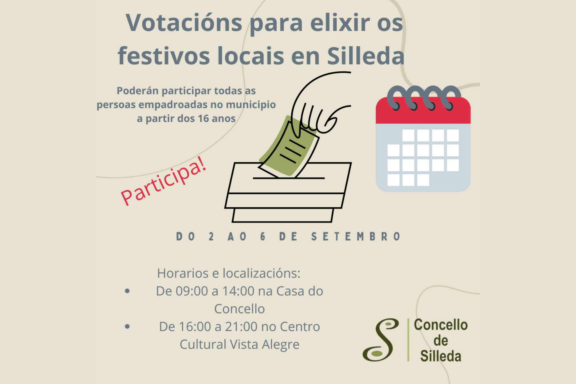 O Concello de Silleda convoca á veciñanza entre o 2 e o 6 de setembro para elixir os festivos locais dos próximos anos