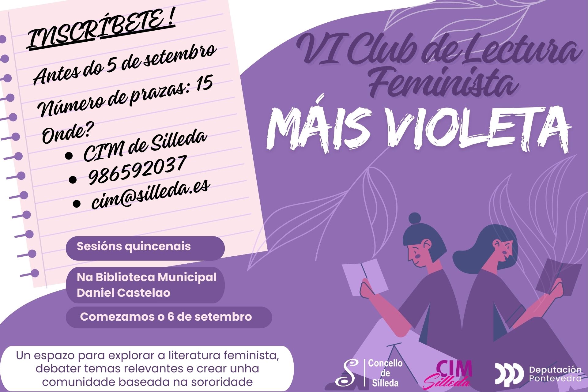 Silleda abre o prazo de inscrición para a sexta edición do Club de Lectura Feminista «Máis Violeta»