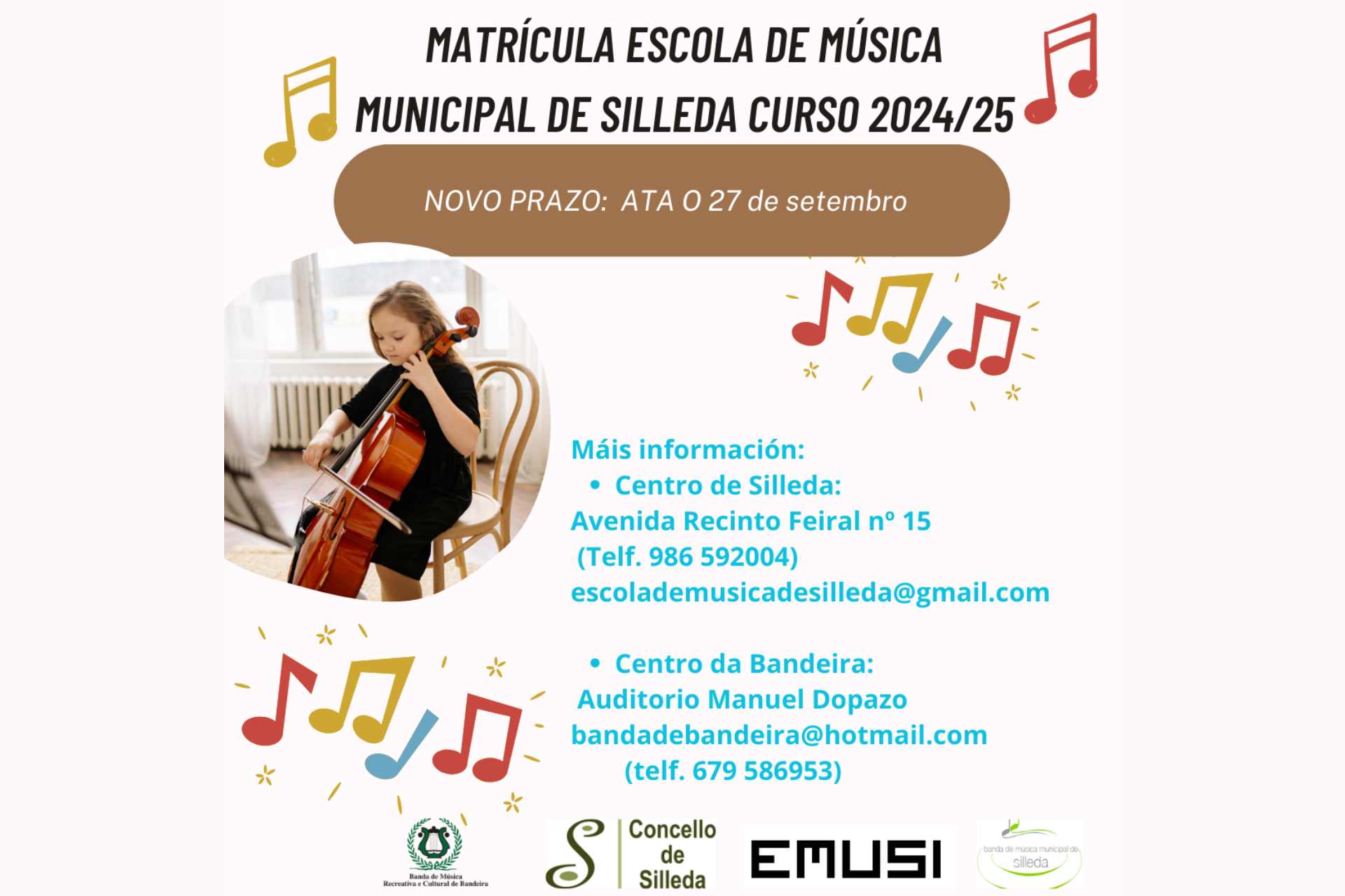 A Escola Municipal de Música mantén aberto o segundo prazo de matrícula nos seus dous centros ata o vindeiro día 27