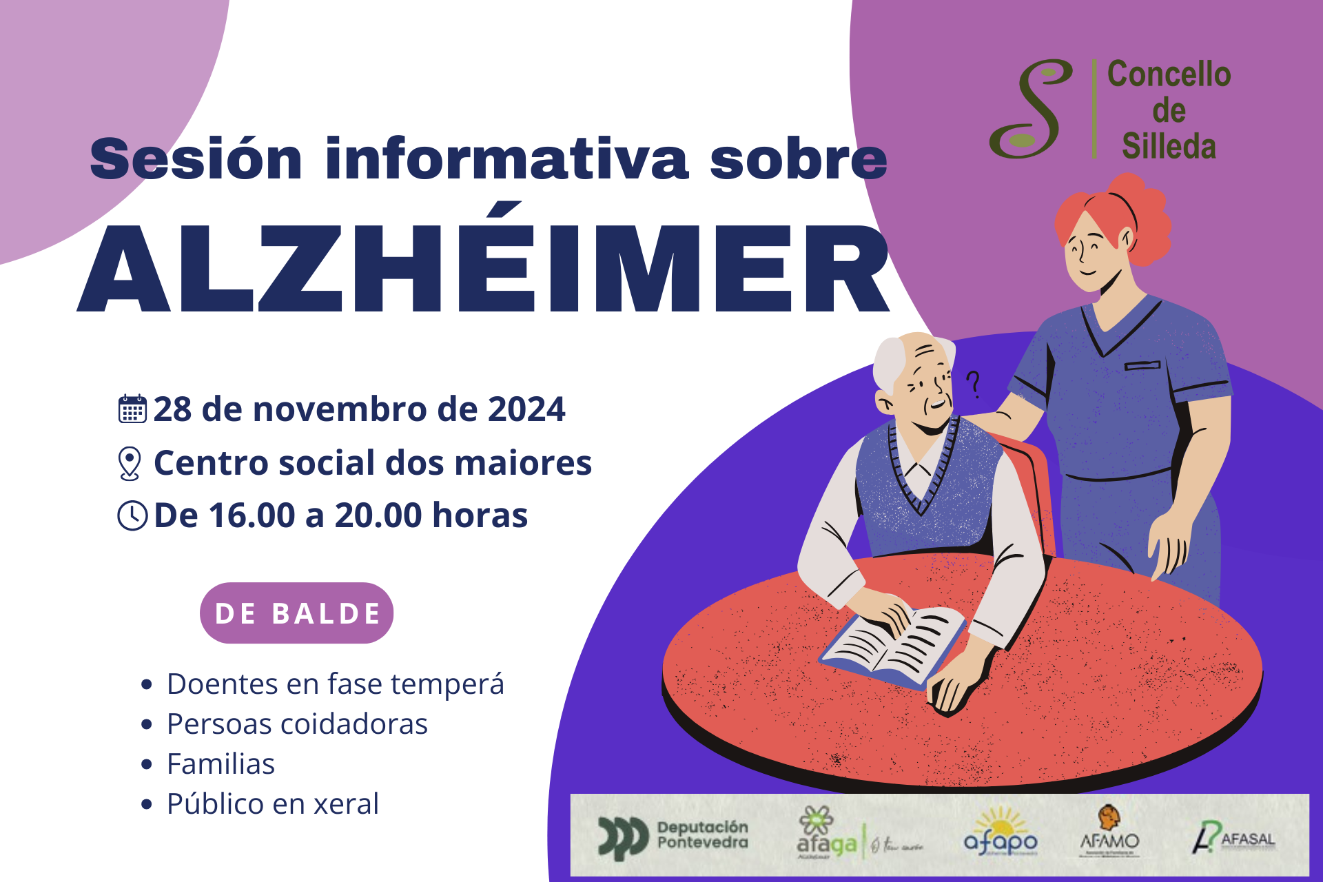 O centro social dos maiores de Silleda acollerá unha sesión informativa sobre o alzhéimer o 28 de novembro