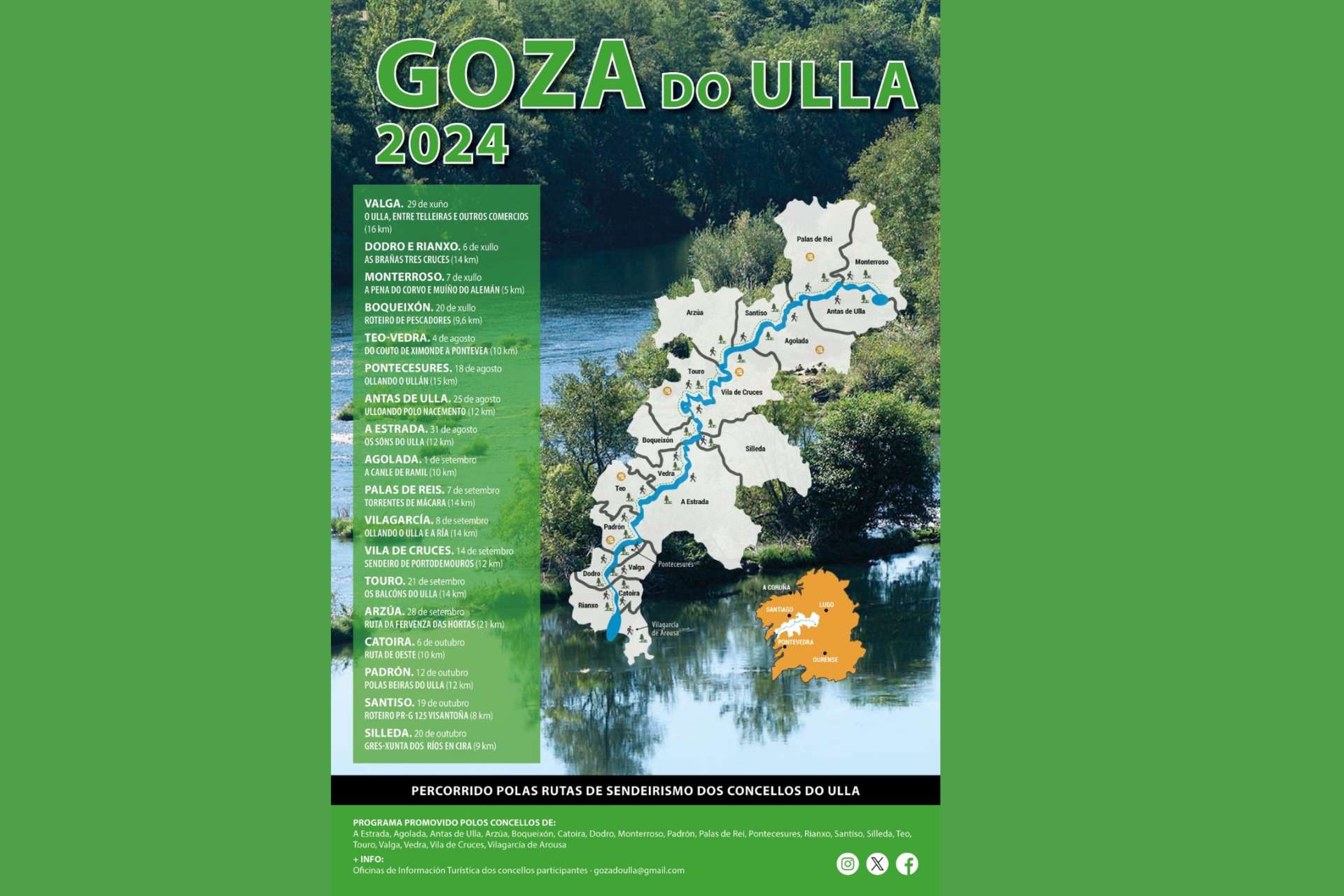 Silleda protagoniza o vindeiro domingo 20 de outubro o programa Goza do Ulla cun roteiro intermunicipal de 9 quilómetros