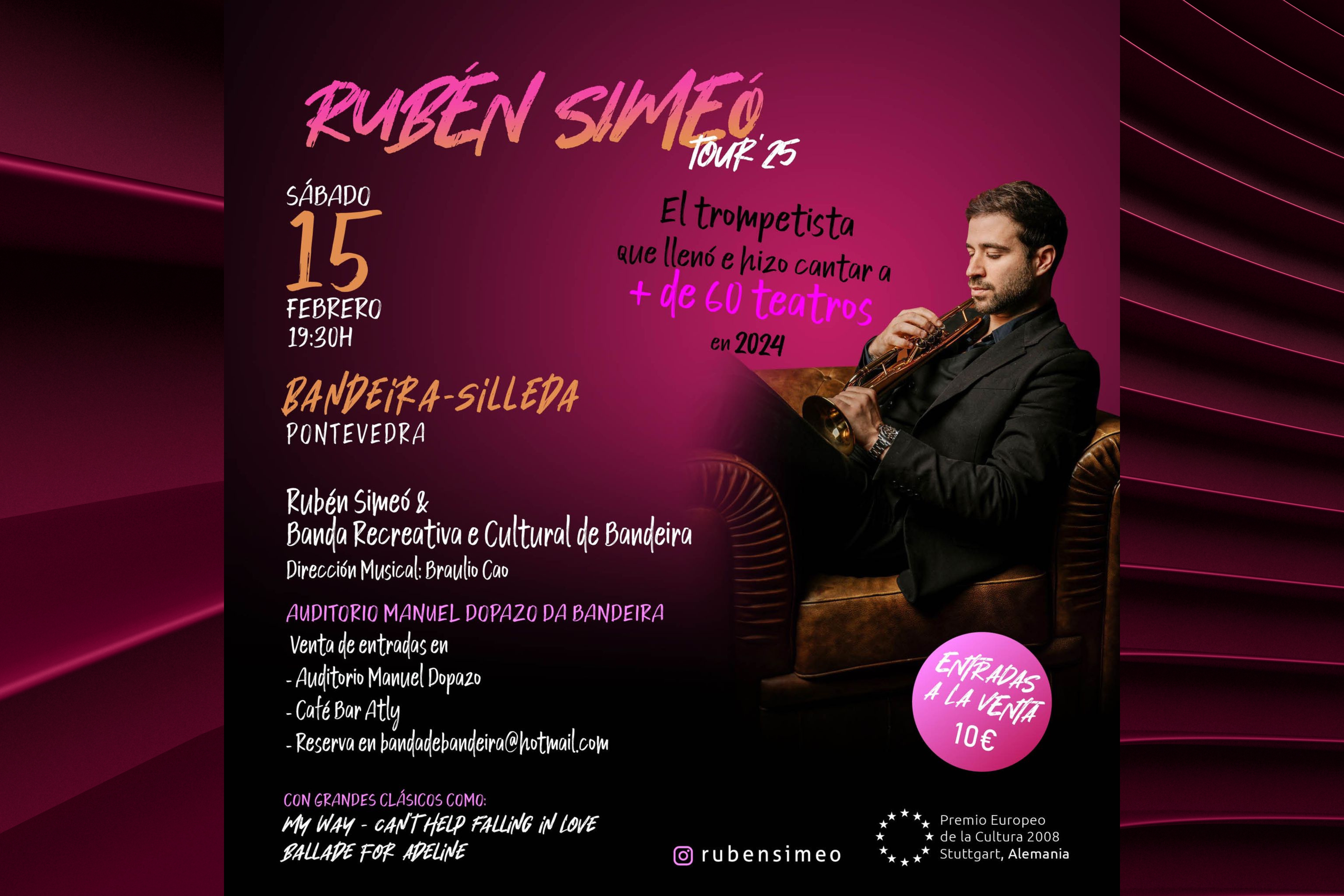 Rubén Simeó e a Banda Recreativa e Cultural de Bandeira únense pola música o vindeiro 15 de febreiro!