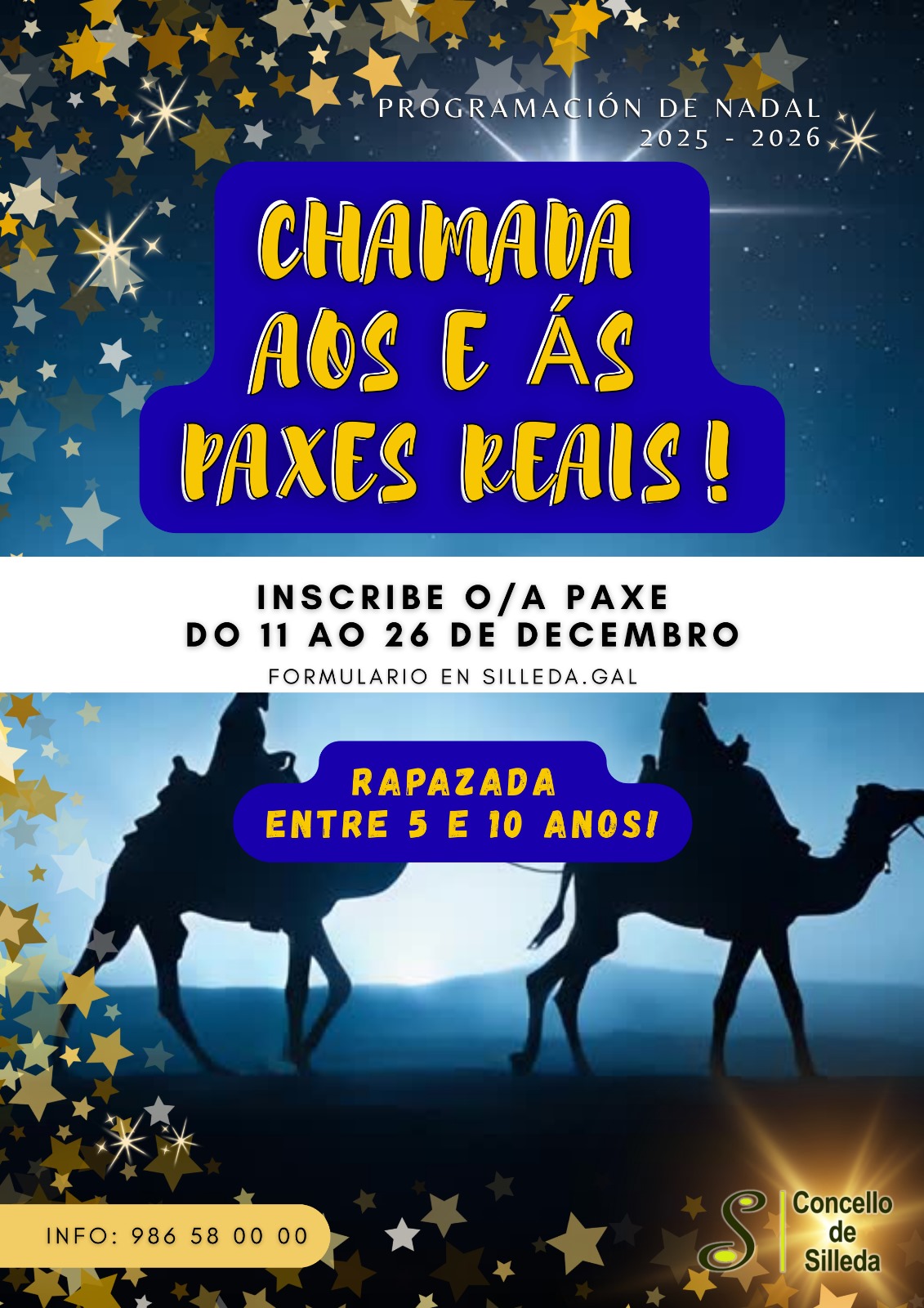 O Concello de Silleda abre o prazo para participar como paxes de Papá Noel e dos Reis Magos