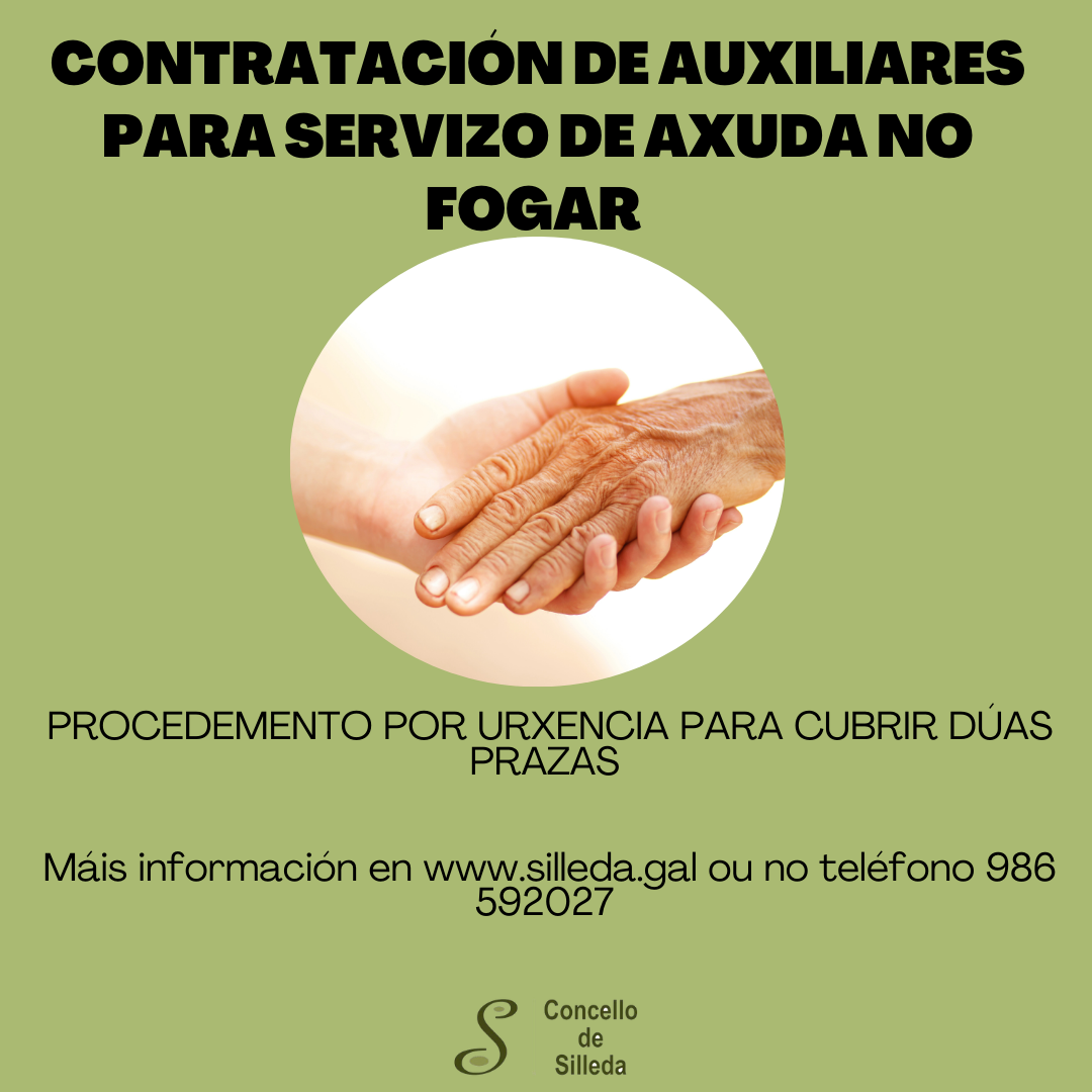 O Concello de Silleda abre a contratación urxente de auxiliares do Servizo de Axuda no Fogar