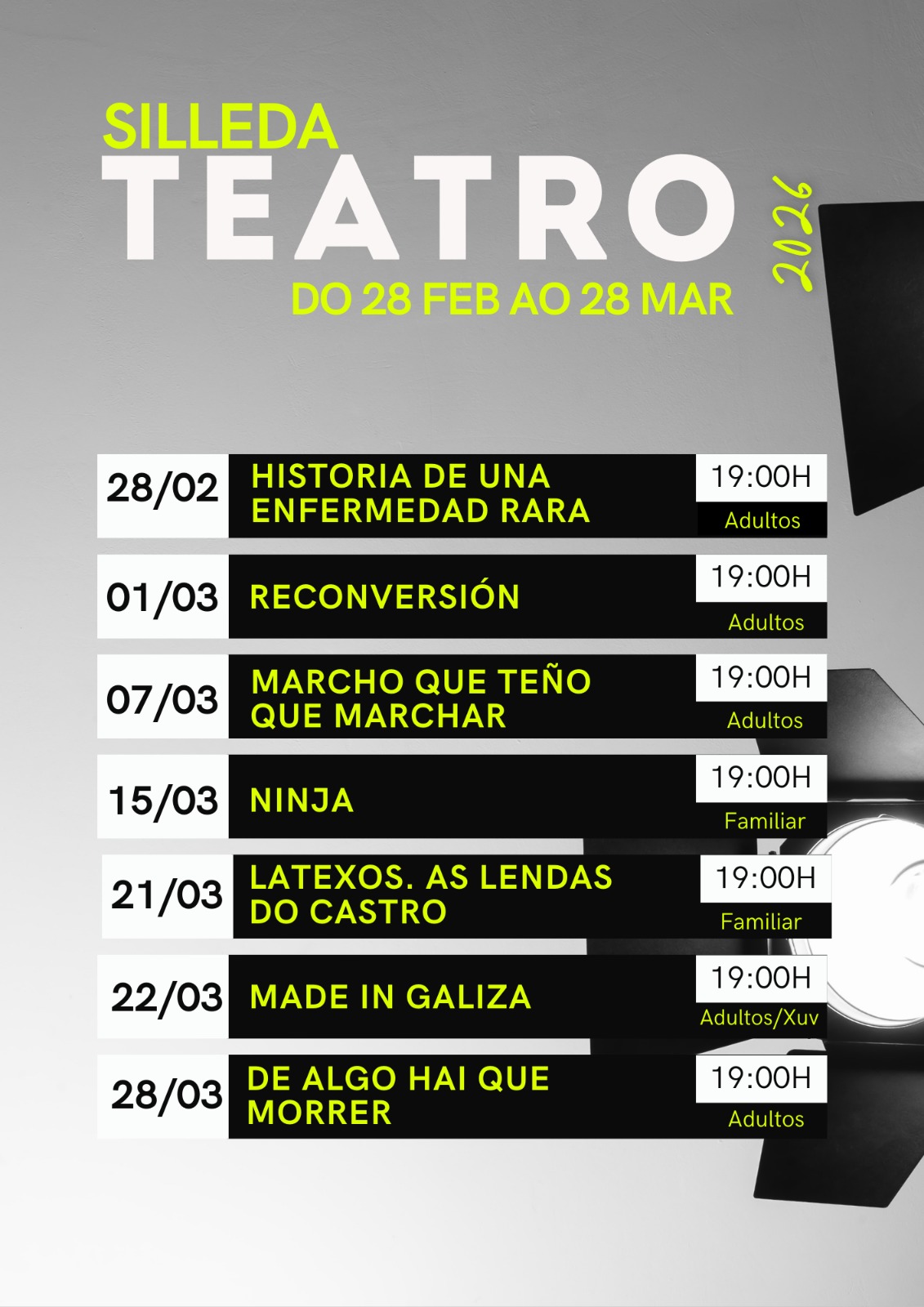 PROGRAMACIÓN E INFORMACIÓN SILLEDA TEATRO 2026
