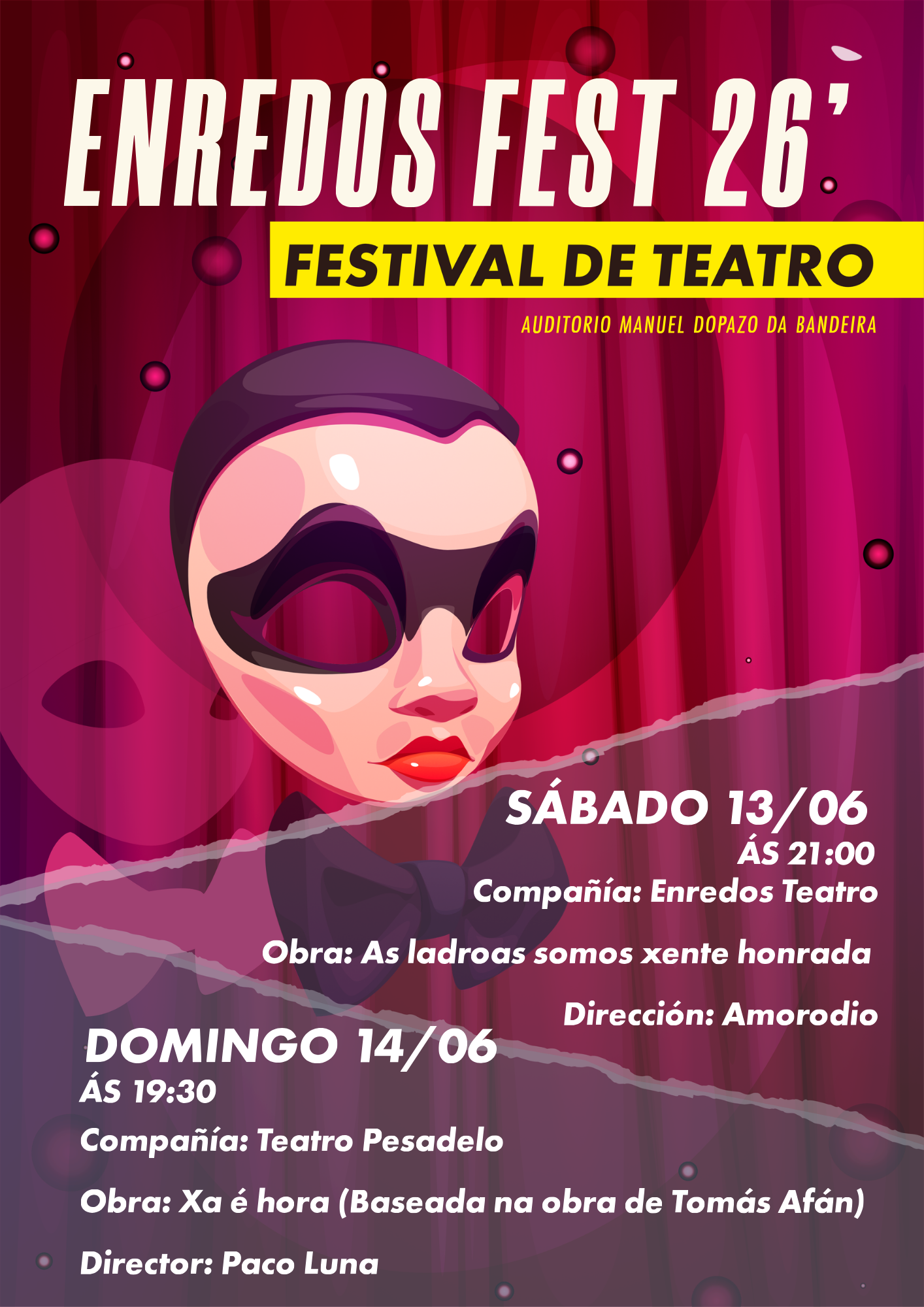 O Enredos Fest volve ao Auditorio Manuel Dopazo da Bandeira cunha fin de semana de teatro