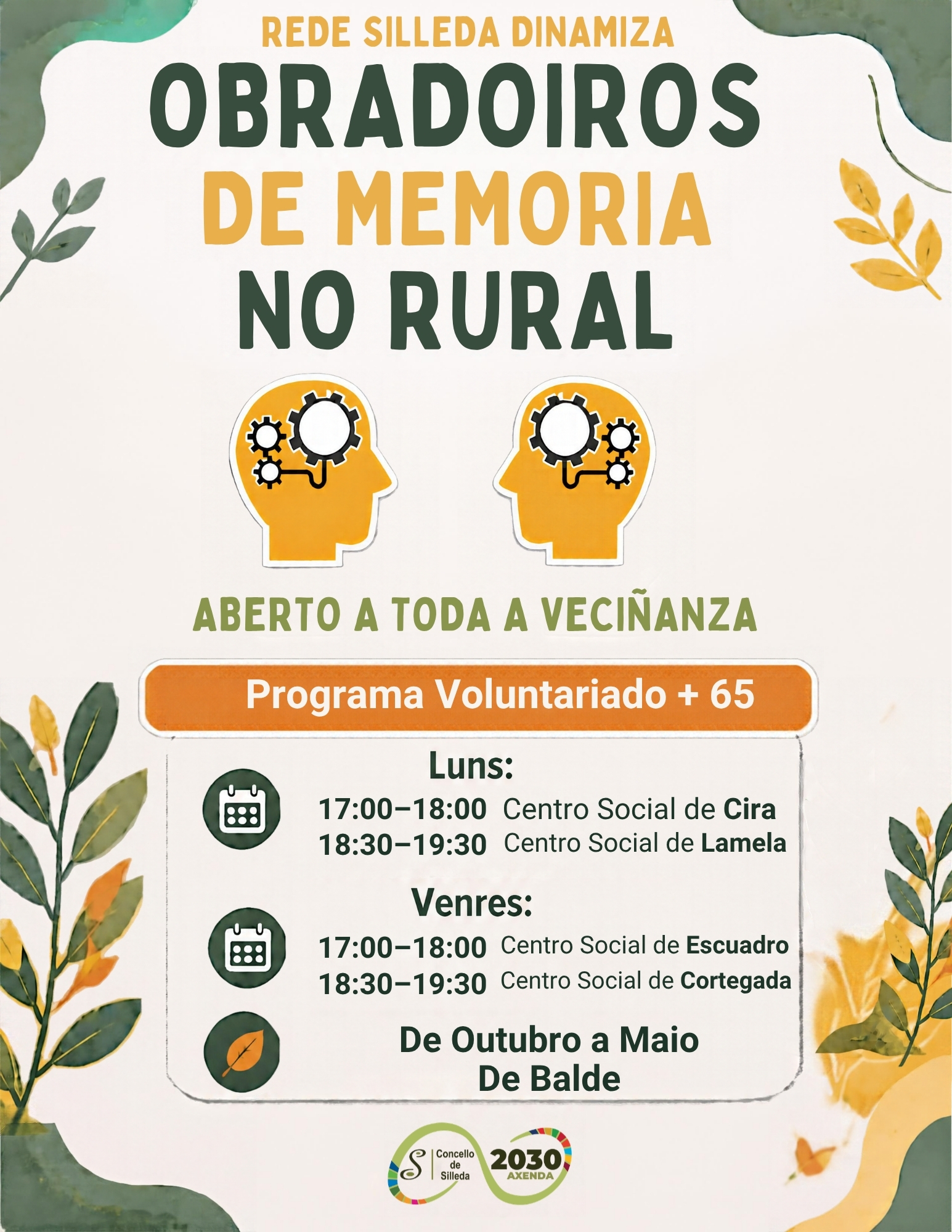 Silleda pon en marcha “Silleda+65”, un novo programa de voluntariado sénior ligado a Silleda Dinamiza